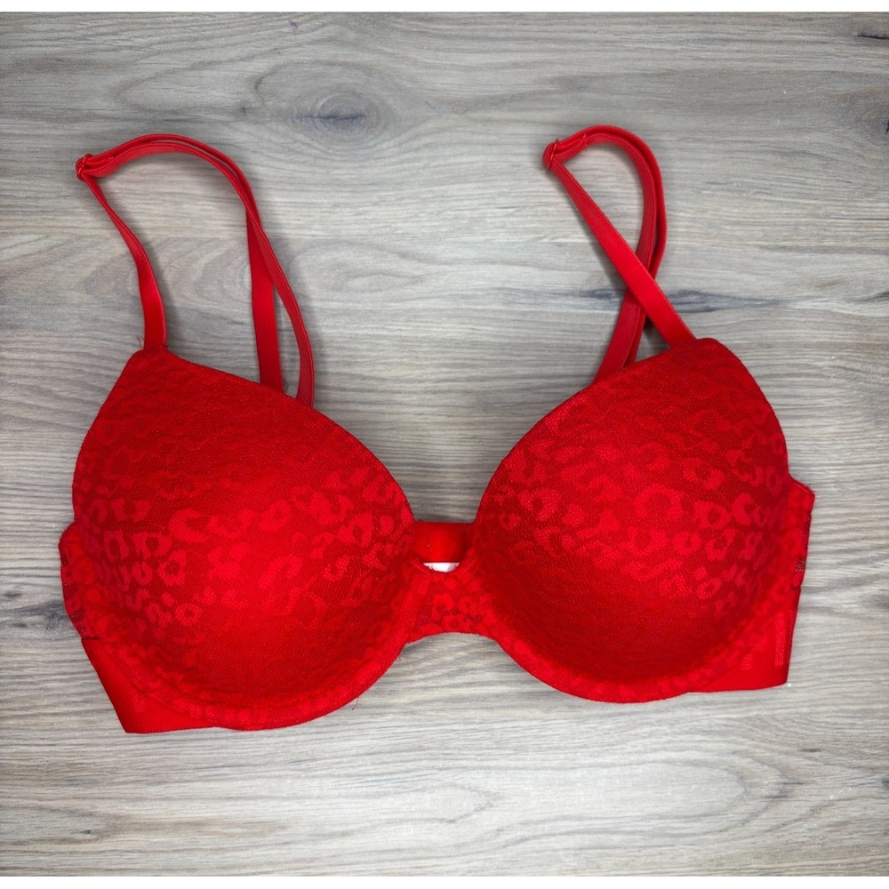 Victoria's Secret Pink Wear Everywhere‎ T-Shirt Bra Lace Animal Print 32C